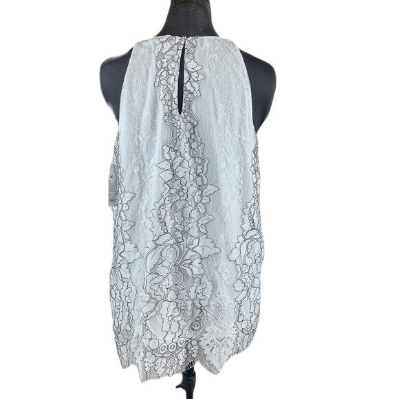 APT. 9 Sleeveless Top Medium Size Women's White Floral Printed Lace Blouse - Picture 6 of 16